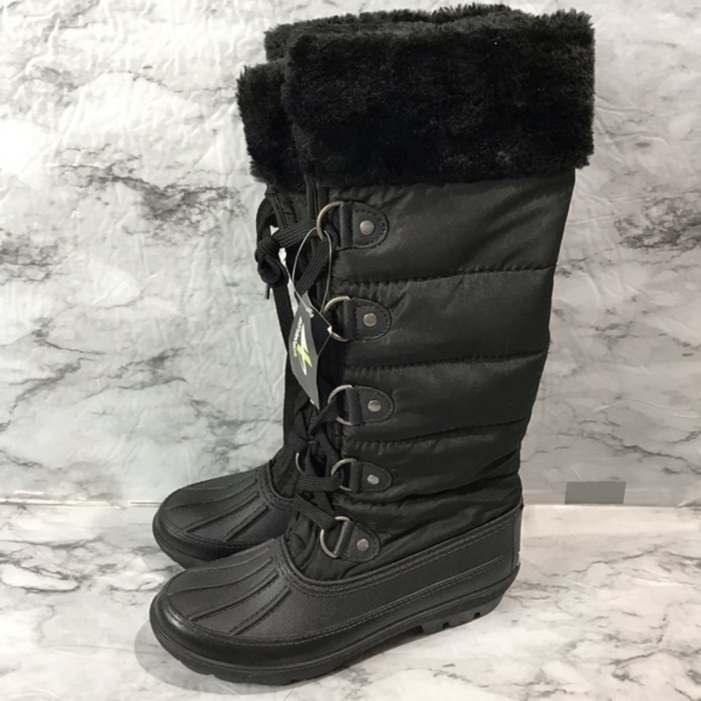 Athletech Anessa Tall Faux Fur Black Duck Boots 7